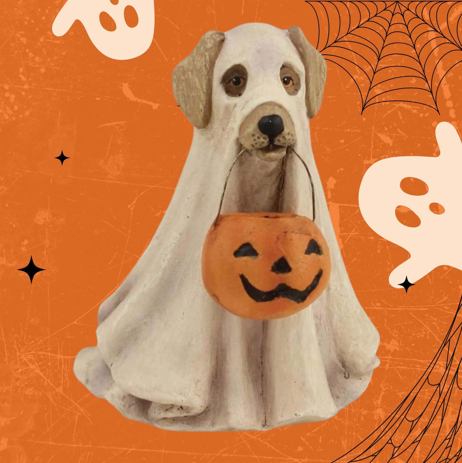 20 Creative Dog Halloween Decorations For Your Home   Ghost Dog Halloween Figurine 